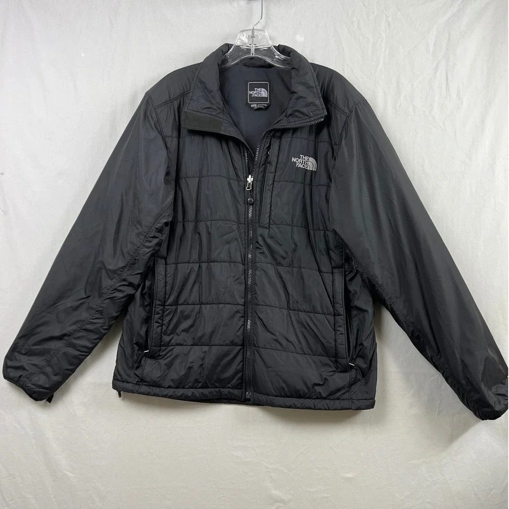 The North Face Puffer Jacket Mens M Black Quilted Primaloft Full Zip Coat